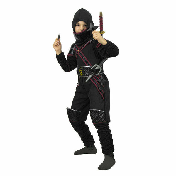 Déguisement enfant ninja luxe noir et rouge,10/12 ans,Farfouil en fÃªte,Déguisements