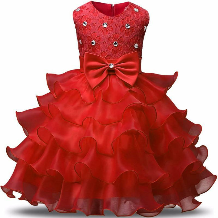 Déguisement robe fleur d'anniversaire enfants,Rouge / 100 cm,Farfouil en fÃªte,Déguisements