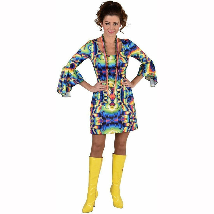 Déguisement robe groovy colours psychédélique femme,Farfouil en fÃªte,Déguisements