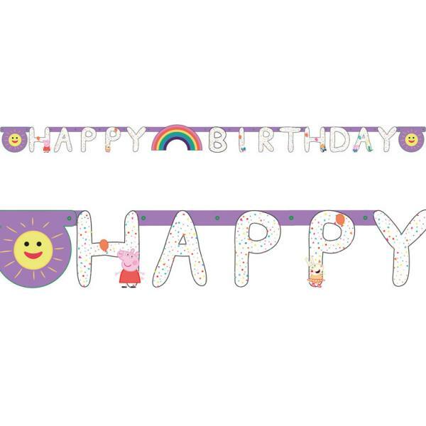 Guirlande "Happy Birthday" Peppa Pig™ 2,2 mètres,Farfouil en fÃªte,Guirlandes, fanions et bannières