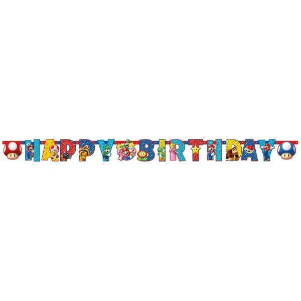 Guirlande "Happy Birthday" Super Mario™ 190 x 15 cm,Farfouil en fÃªte,Guirlandes, fanions et bannières