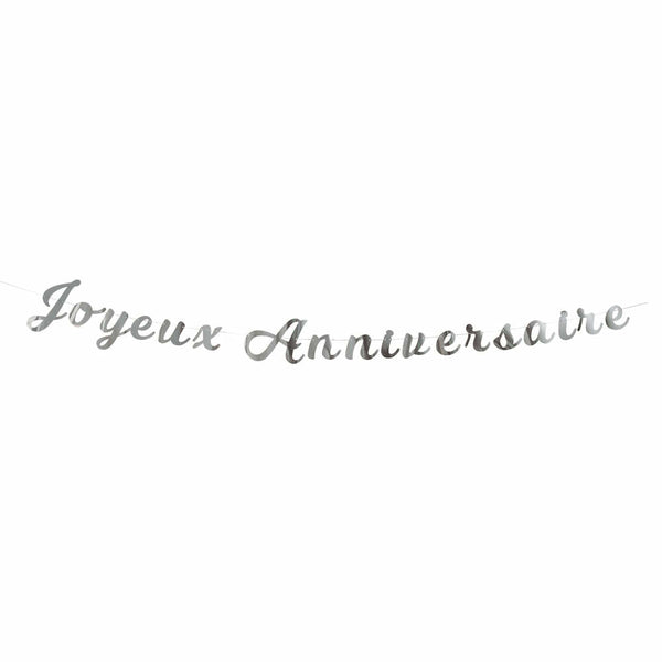 Guirlande "Joyeux Anniversaire" lettres argent 2 mètres,Farfouil en fÃªte,Guirlandes, fanions et bannières