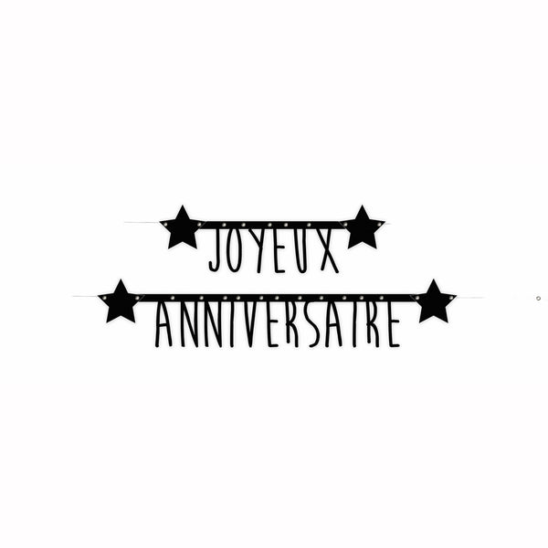 Guirlande "Joyeux Anniversaire" noire 1,60 mètres,Farfouil en fÃªte,Guirlandes, fanions et bannières
