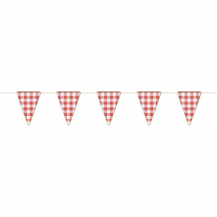 Guirlande à fanions festonnés vichy rouge et blanc 3 mètres,Farfouil en fÃªte,Guirlandes, fanions et bannières