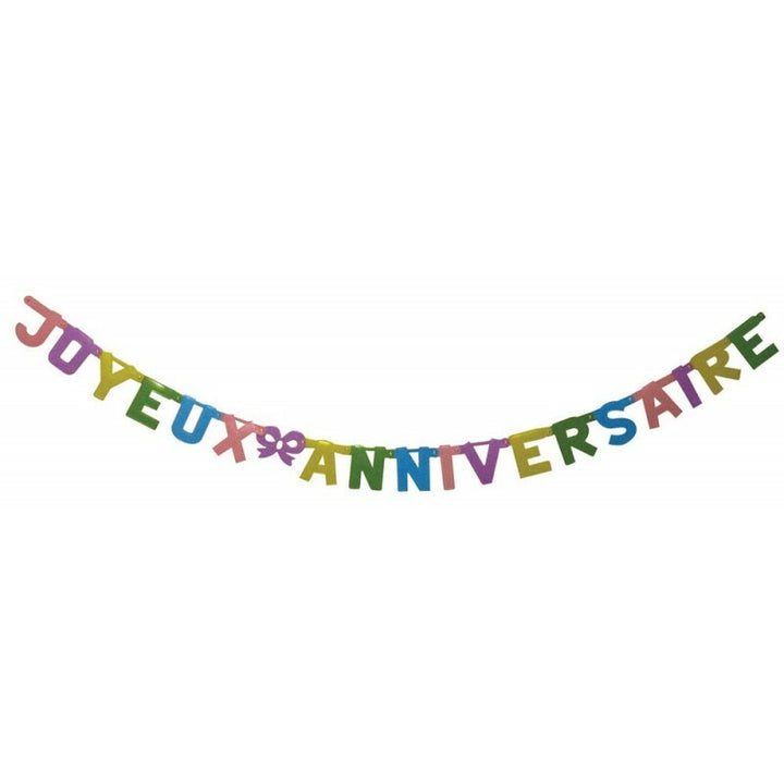 Guirlande Joyeux anniversaire multicolore 2 mètres,Farfouil en fÃªte,Guirlandes, fanions et bannières