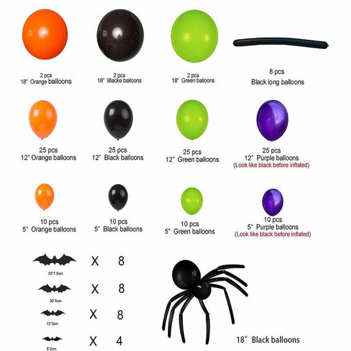 Kit de 154 ballons Araignée / chauve-souris Halloween,Farfouil en fÃªte,Ballons
