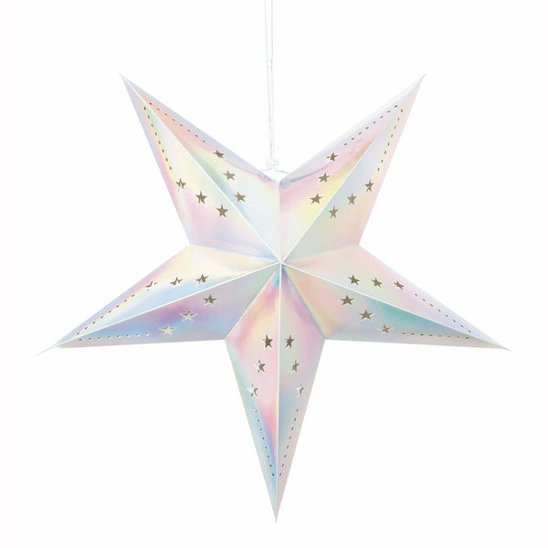 Lanterne étoile irisée 30 cm,Farfouil en fÃªte,Lampions, lanternes, boules alvéolés