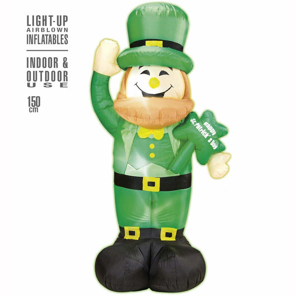 Leprauchaun Saint Patrick vert gonflable et lumineux 150 cm,Farfouil en fÃªte,Décorations
