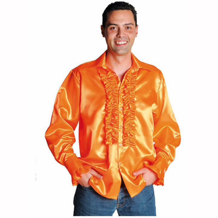 Location chemise satin disco adulte Freddy,Orange - L,Farfouil en fÃªte,Déguisements et accessoires