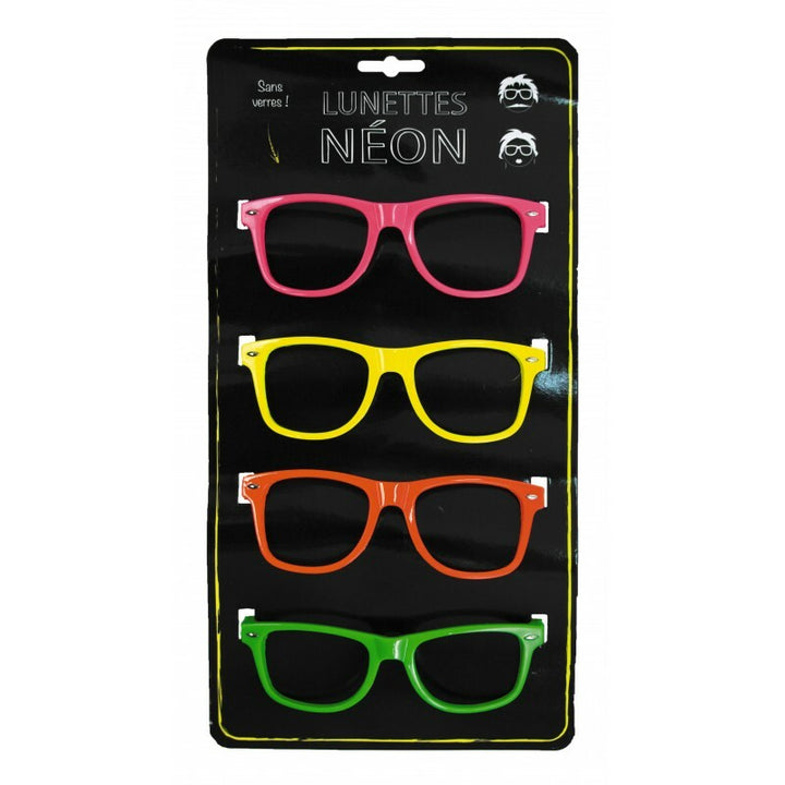 Lot de 4 paires de lunettes fluo sans verre,Farfouil en fÃªte,Lunettes