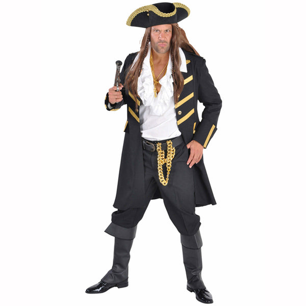 Manteau luxe de pirate noir et or homme,XL,Farfouil en fÃªte,Déguisements