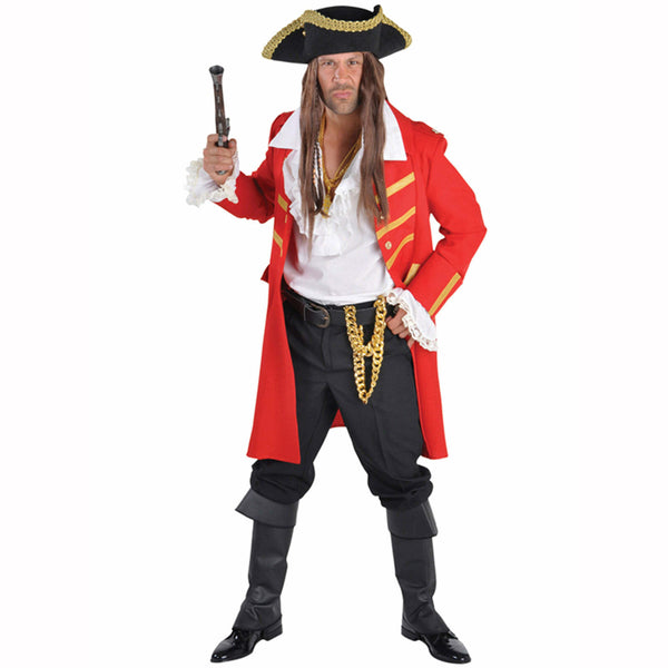 Manteau luxe de pirate rouge et or homme,S,Farfouil en fÃªte,Déguisements