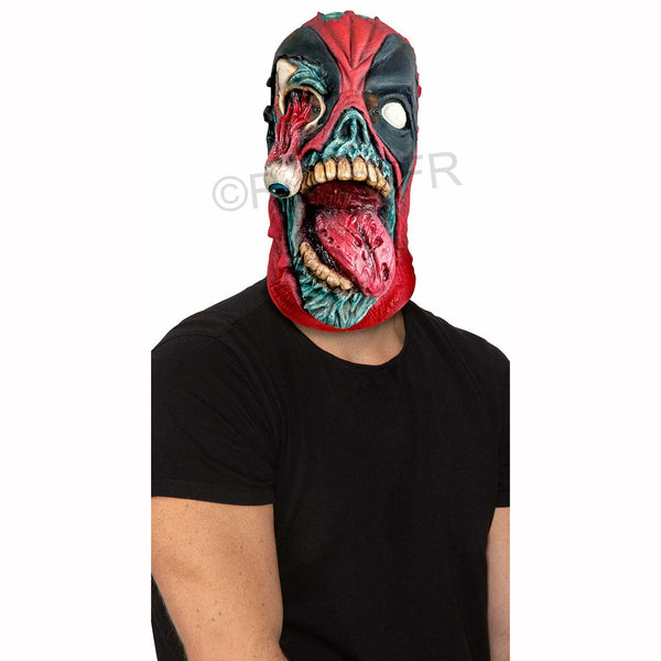 Masque intégral en latex Deadpool™ zombie adulte,Farfouil en fÃªte,Masques