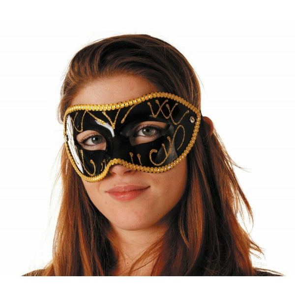 Masque vénitien galonné noir et or,Farfouil en fÃªte,Masques