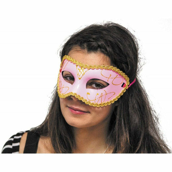 Masque vénitien galonné rose et or,Farfouil en fÃªte,Masques