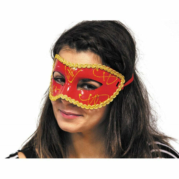 Masque vénitien galonné rouge et or,Farfouil en fÃªte,Masques