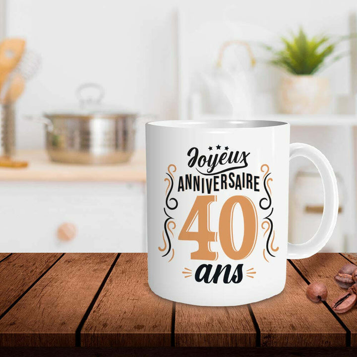 Mug / tasse anniversaire 40 ans,Farfouil en fÃªte,Cadeaux anniversaires festifs et rigolos