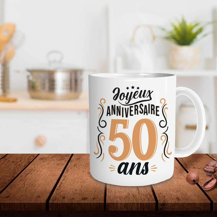 Mug / tasse anniversaire 50 ans,Farfouil en fÃªte,Cadeaux anniversaires festifs et rigolos