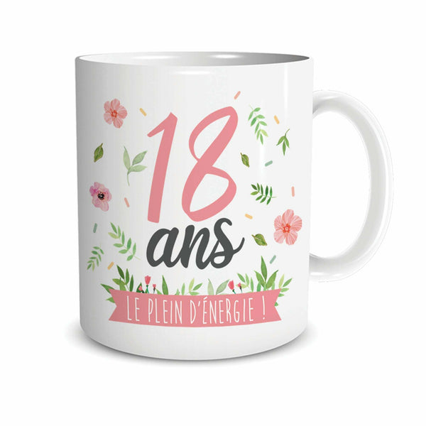 Mug / tasse anniversaire femme 18 ans,Farfouil en fÃªte,Cadeaux anniversaires festifs et rigolos