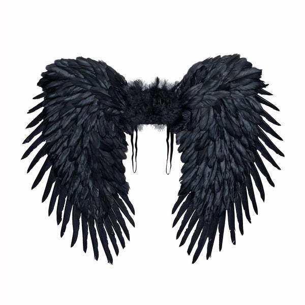 Paire d'ailes plumes noires 80 X 65 cm,Farfouil en fÃªte,Ailes