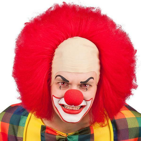 Perruque de clown avec crâne et cheveux rouges,Farfouil en fÃªte,Perruque