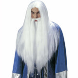 White wizard wig with beard for adults