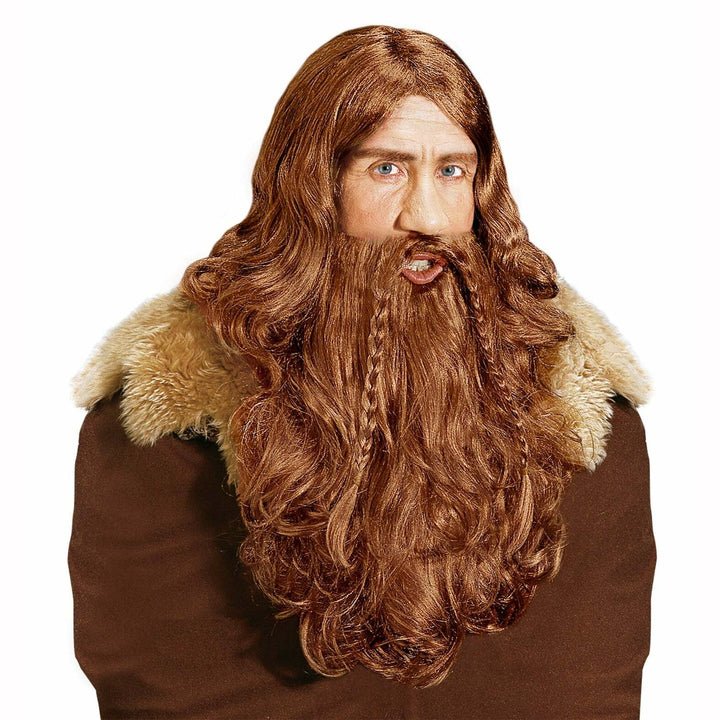 Perruque de viking avec barbe adulte homme,Farfouil en fÃªte,Perruque