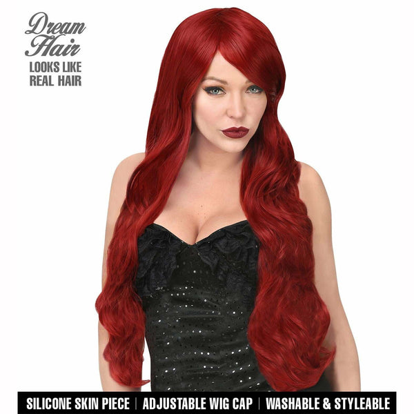 Perruque femme luxe longue rouge Dream Hair,Farfouil en fÃªte,Perruque