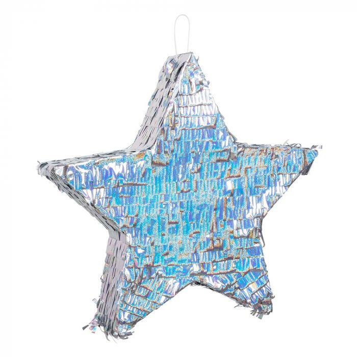 Piñata étoile argent holographique 44 x 44 cm,Farfouil en fÃªte,Piñata
