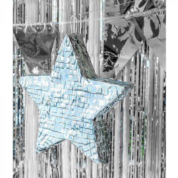 Piñata étoile argent holographique 44 x 44 cm,Farfouil en fÃªte,Piñata