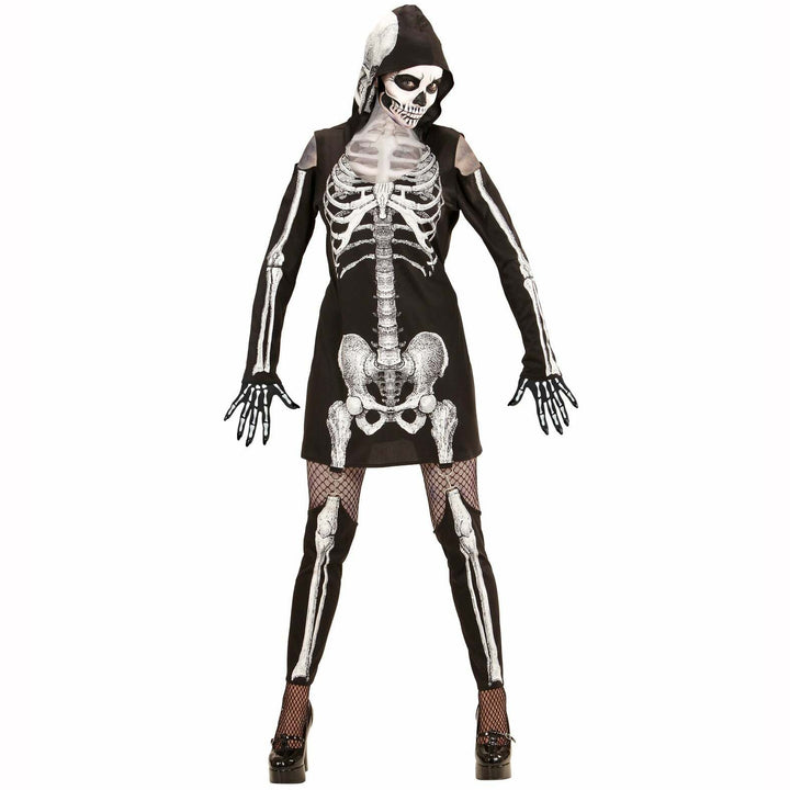 Robe adulte squelette avec capuche femme,XS,Farfouil en fÃªte,Déguisements