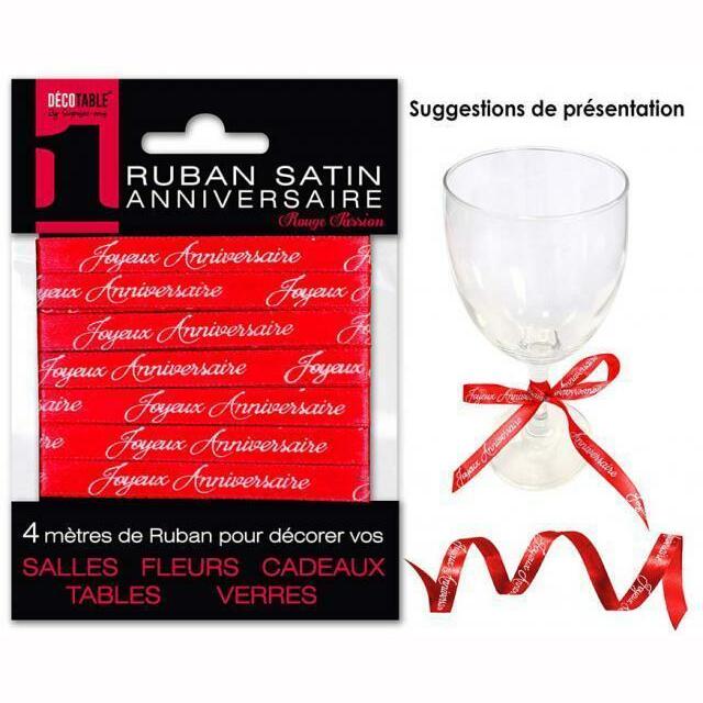 RUBAN SATIN ROUGE PASSION ANNIVERSAIRE 4M,Farfouil en fÃªte,Rubans, bolducs