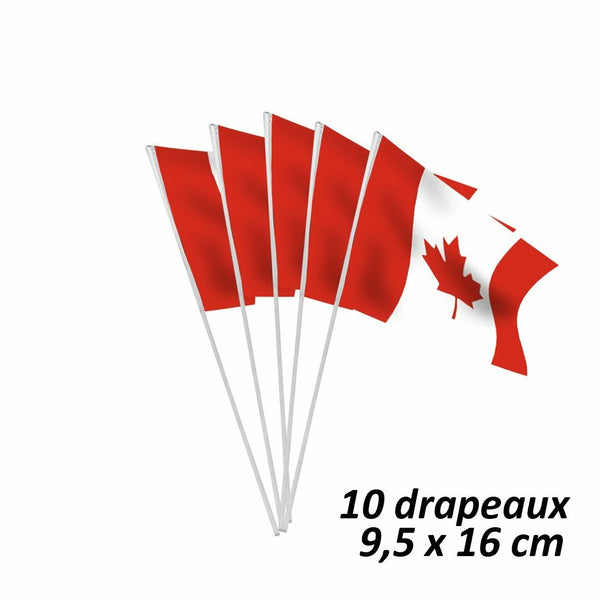 Sachet 10 drapeaux en plastique Canada 9,5 x 16cm,Farfouil en fÃªte,Drapeau