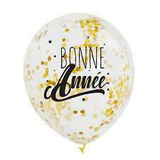 SACHET 3 BALLONS "BONNE ANNÉE" CONFETTIS OR,Farfouil en fÃªte,Ballons