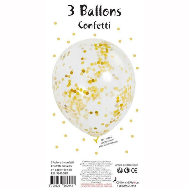 SACHET 3 BALLONS CONFETTIS OR,Farfouil en fÃªte,Ballons