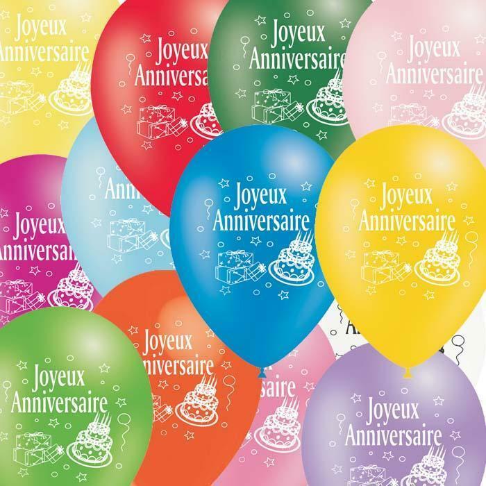 Sachet de 10 ballons d'anniversaire en latex multicolore imprimés 1 face,Farfouil en fÃªte,Ballons
