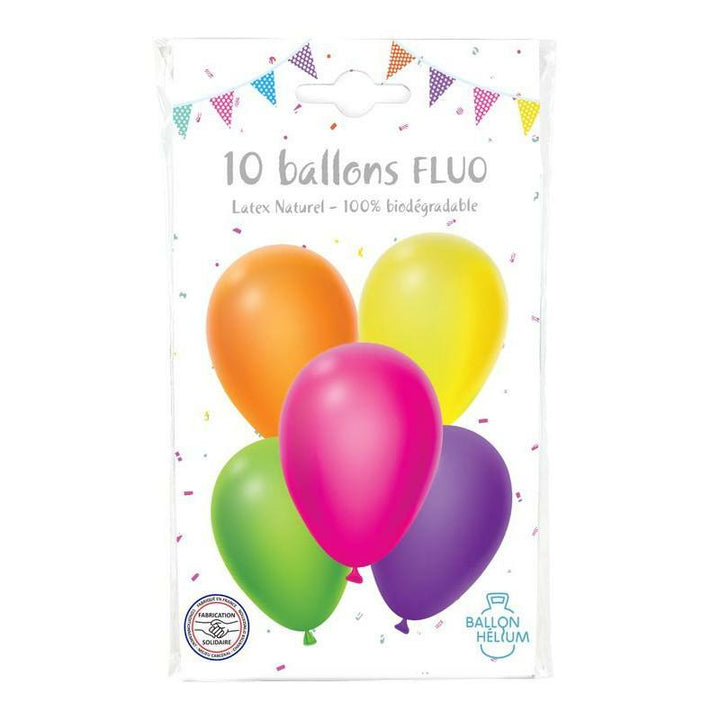 Sachet de 10 ballons fluorescents 26 cm,Farfouil en fÃªte,Ballons