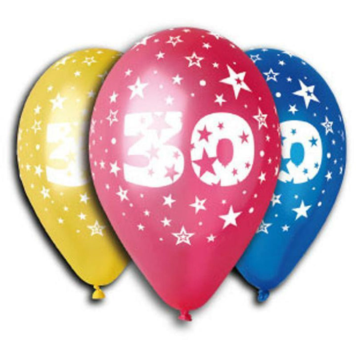 SACHET DE 10 BALLONS METAL MULTI NOMBRE 30,Farfouil en fÃªte,Ballons