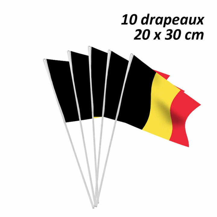 Sachet de 10 drapeaux en plastique Belgique 20 x 30 cm,Farfouil en fÃªte,Drapeau