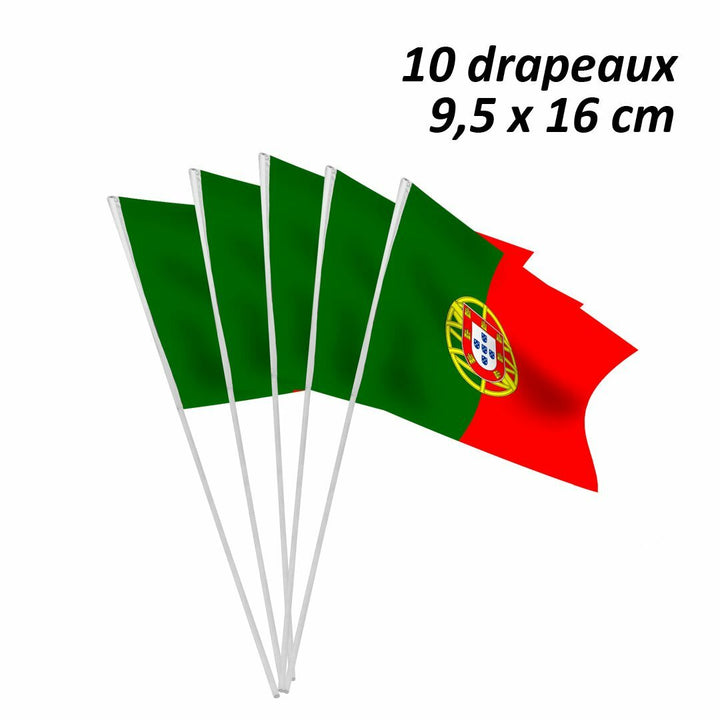 Sachet de 10 drapeaux en plastique Portugal 9,5 x 16 cm,Farfouil en fÃªte,Drapeau