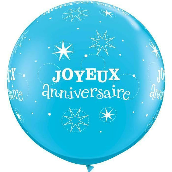 SACHET DE 2 BALLONS SPARKLE BLEU JOYEUX ANNIVERSAIRE 3' 86 CM QUALATEX®,Farfouil en fÃªte,Ballons