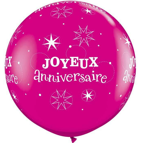 SACHET DE 2 BALLONS SPARKLE ROSE JOYEUX ANNIVERSAIRE 3' 86 CM QUALATEX®,Farfouil en fÃªte,Ballons