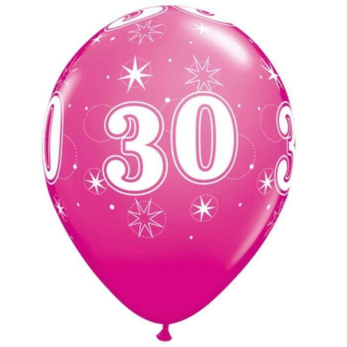 SACHET DE 25 BALLONS WILD BERRY CHIFFRE 30 11" 28 CM QUALATEX®,Farfouil en fÃªte,Ballons
