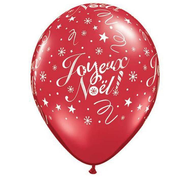 SACHET DE 50 BALLONS "JOYEUX NOËL" FESTIFS ROUGE RUBIS 11" QUALATEX,Farfouil en fÃªte,Ballons