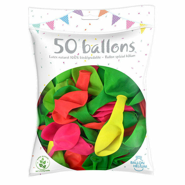 Sachet de 50 ballons fluorescents 26 cm,Farfouil en fÃªte,Ballons
