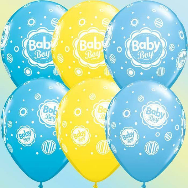 SACHET DE 6 BALLONS "BABY BOY" 28 CM 11" QUALATEX,Farfouil en fÃªte,Ballons