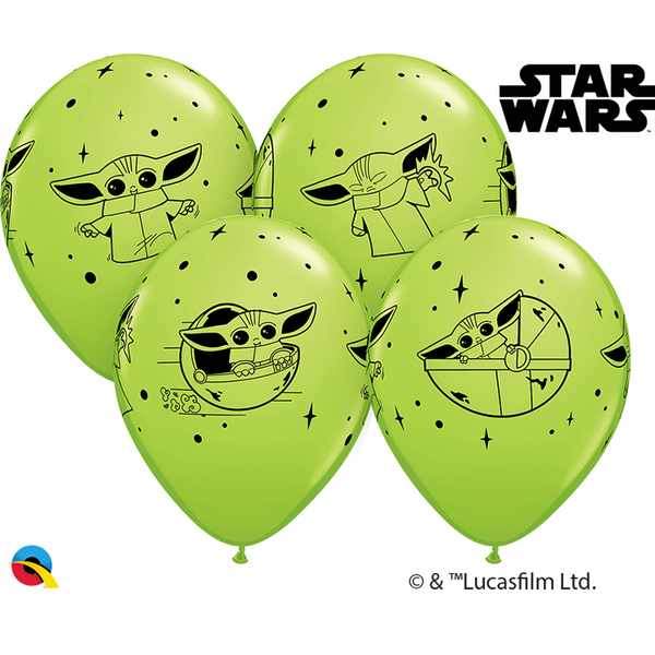 Sachet de 6 ballons en latex Baby Yoda The Mandalorian™ Qualatex®,Farfouil en fÃªte,Ballons