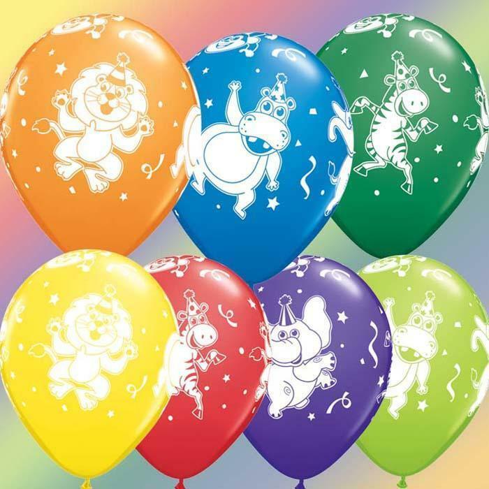 SACHET DE 6 BALLONS FÊTE D'ANIMAUX 28 CM 11" QUALATEX,Farfouil en fÃªte,Ballons