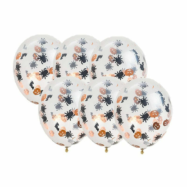 Sachet de 6 ballons transparents avec confettis Halloween,Farfouil en fÃªte,Ballons