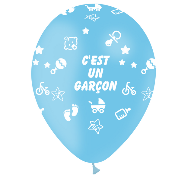 Sachet de 8 ballons bleus "C'est un garçon" 11" 30 cm Balloonia®,Farfouil en fÃªte,Ballons
